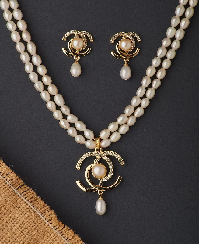 Women gemstone charm necklaces -Trendy Real Pearl Necklace Set