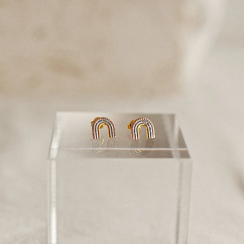 Women gold hoop earrings -Hope Rainbow Studs