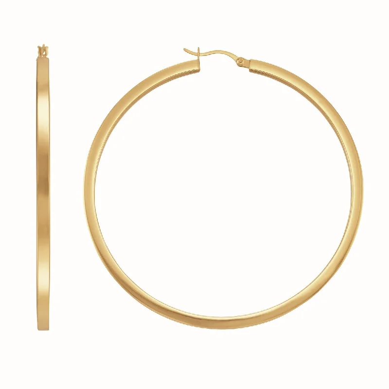 Women personalized earrings -Simone I Smith Collection 18KT Yellow Gold Plated Sterling Silver 65X3MM Flat Edge Hoop Earrings