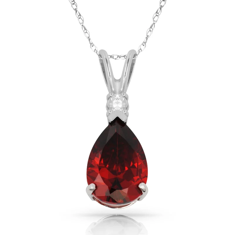 Women custom birthstone necklaces -Curata 14k White Gold 18" Birthstone Pear-Shaped Cubic Zirconia Pendant Necklace