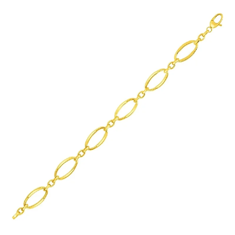 Women zodiac bangles and bracelets -14k Yellow Gold Bracelet with Polished Oval Links