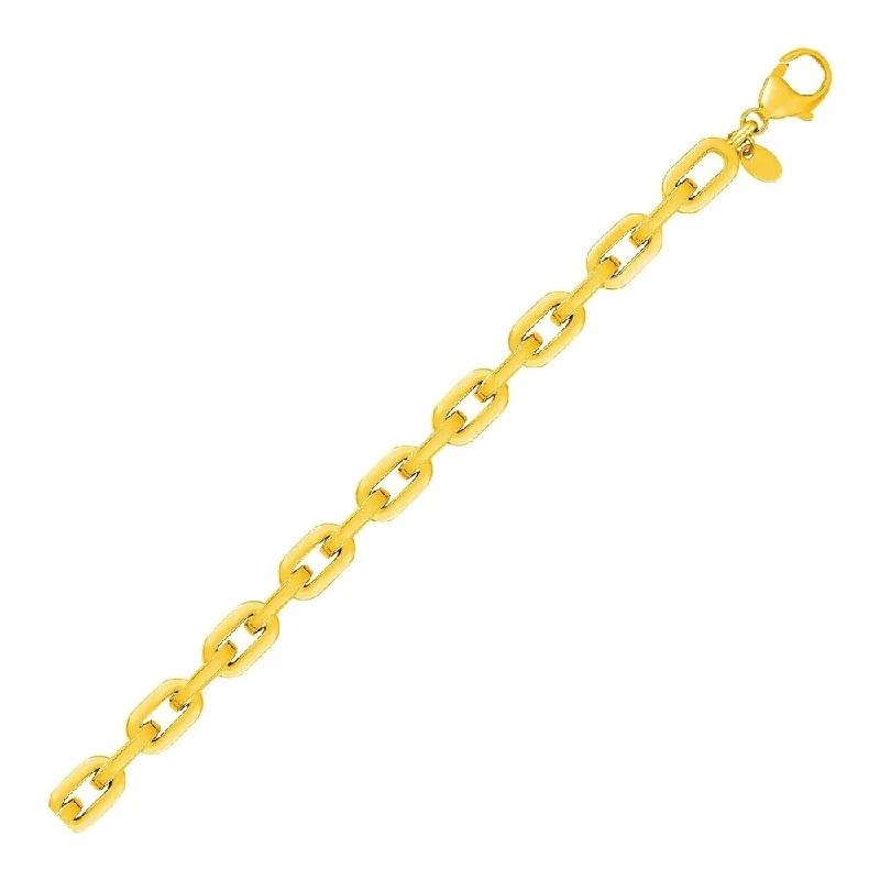 Women gemstone-studded bangles and bracelets -14k Yellow Gold Polished Rectangle Link Bracelet