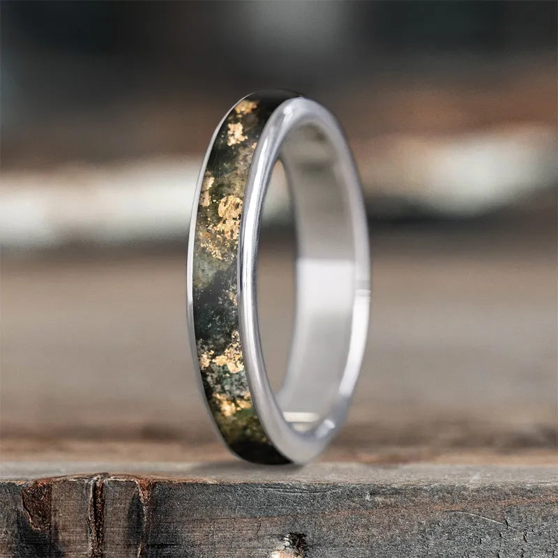 Women statement band rings -Custom Design - Ladies Single Inlay Ring zyJiB-rZt7b5Q2gyje6tegEP