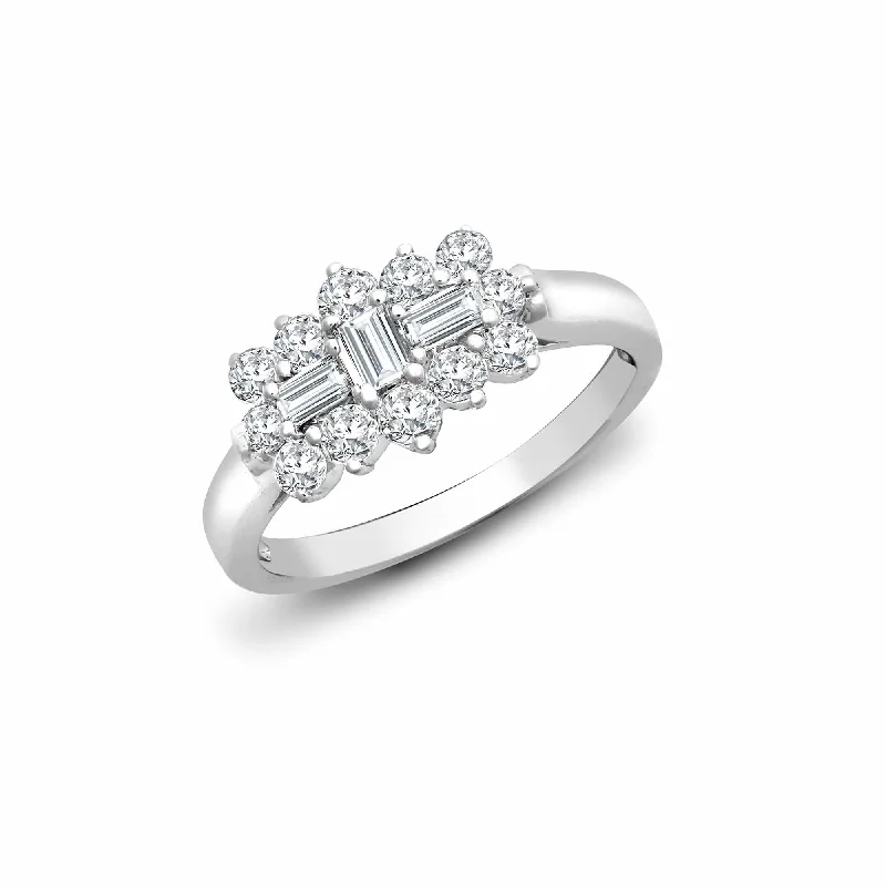 Women gemstone engagement rings set -18ct White 1.00ct Diamond Boat Ring