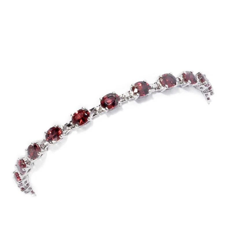 Women vintage bangles and bracelets -Sterling Silver 13ctw Raspberry Zircon Tennis Bracelet