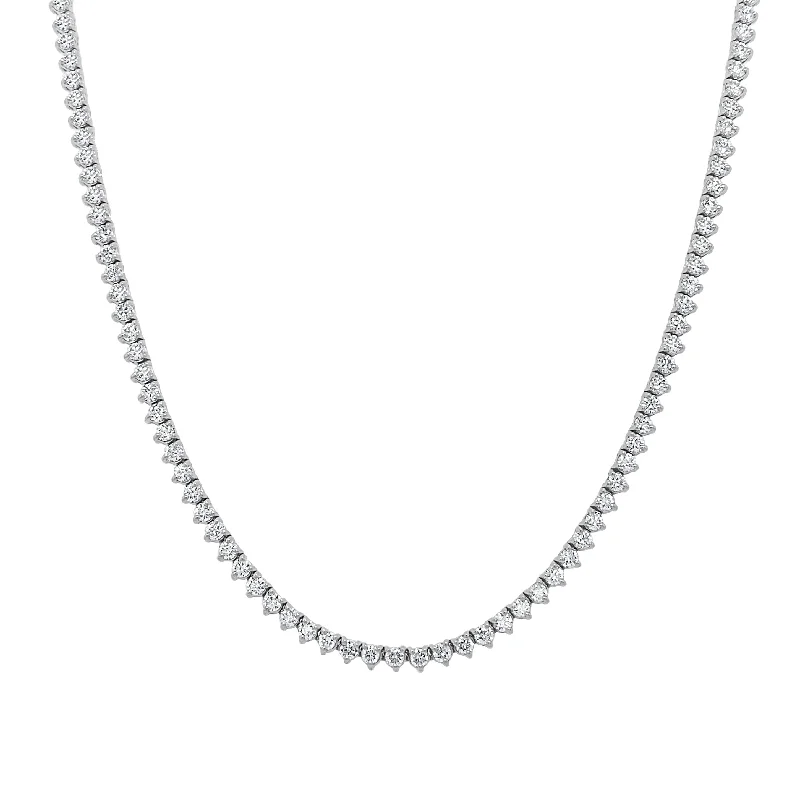 Women personalized diamond necklaces -Joelle Diamond 4.50 CT Line Tennis Necklace 14K Gold 16"