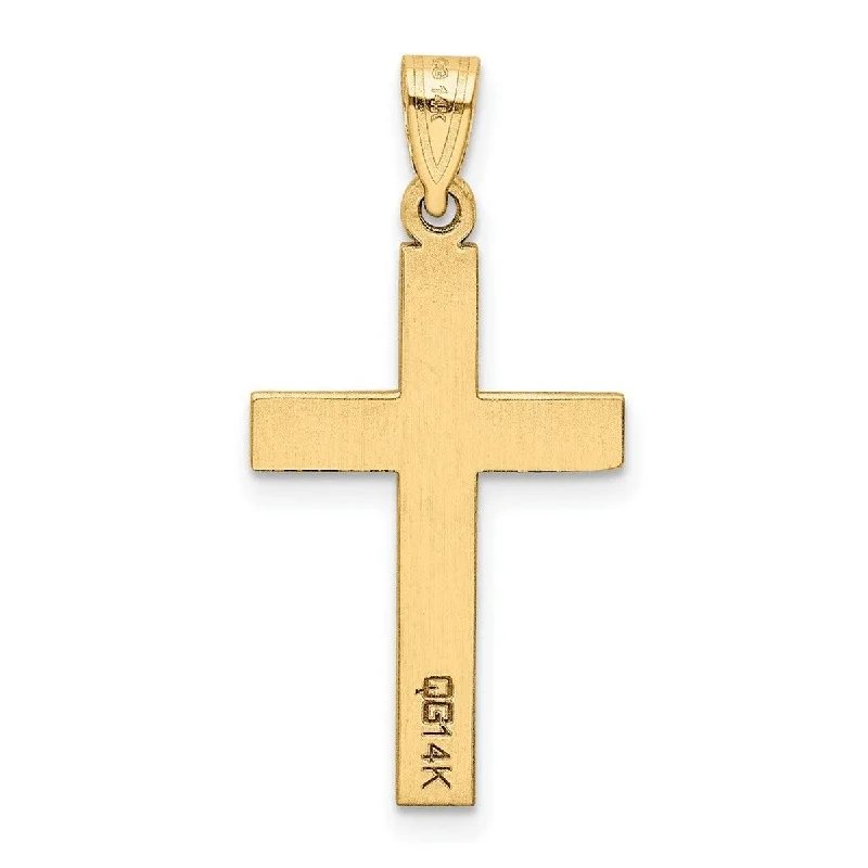 Women luxury chain necklaces -Curata 14k Yellow Gold 18" Flat Solid Engravable Polished Cross Necklace- 21x14mm