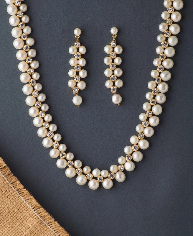 Women handcrafted necklaces -Ravishing Real Pearl Necklace Set