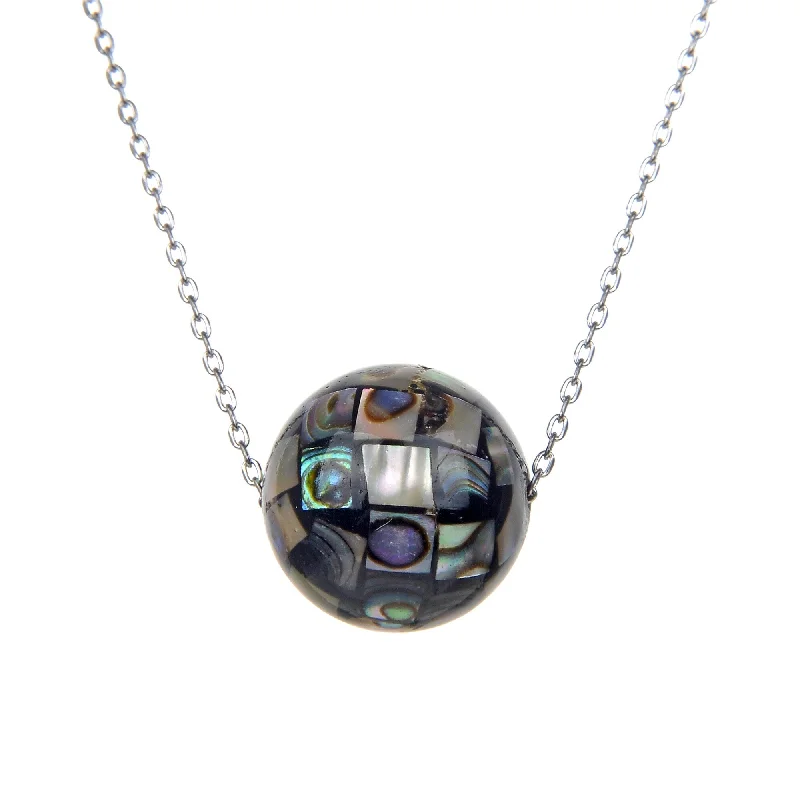 Women handcrafted necklaces -Sterling Silver with Abalone Shell Necklace with Adjustable -18 to 20"Chain