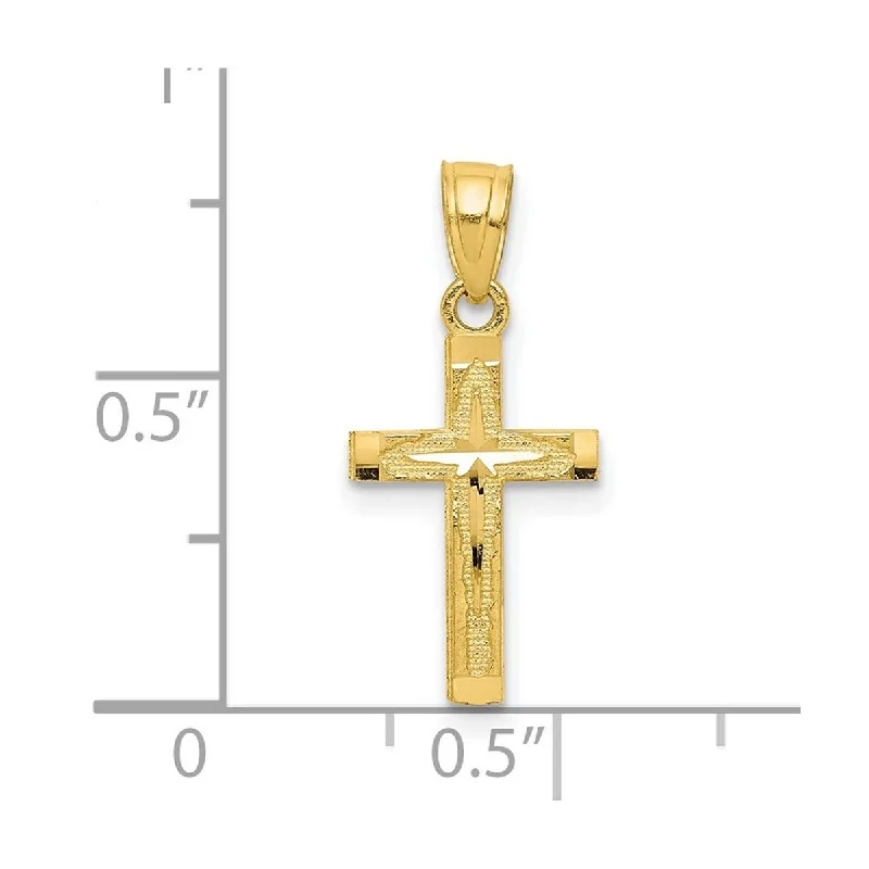 Women simple gemstone necklaces -Curata 10k Yellow Gold 18" 20 x11mm Small Sparkle-Cut Cross Pendant Necklace