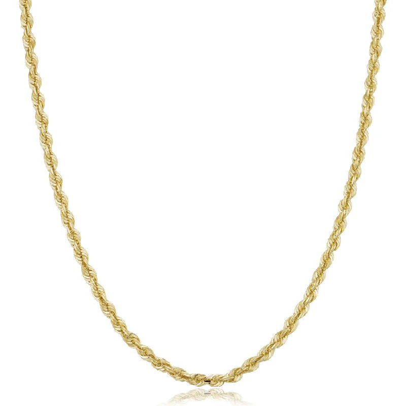 Women infinity necklaces -10k Yellow Gold Unisex 3.2-mm Semi Solid Rope Chain Necklace