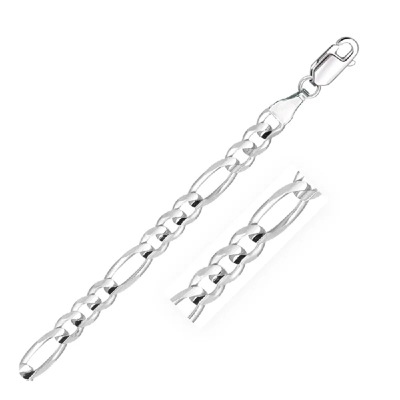 Women infinity charm bangles and bracelets -6.0mm 14k White Gold Solid Figaro Bracelet