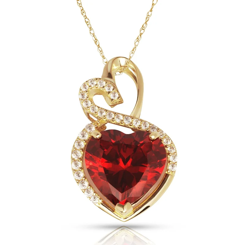 Women cubic zirconia necklaces -Curata 14k Yellow Gold 18" Birthstone Modern Double Heart Cubic Zirconia Pendant Necklace