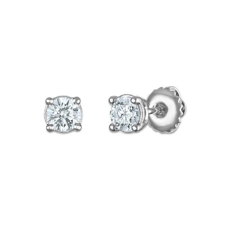 Women rose gold earrings -EcoLove 1/2 CTW Lab Grown Diamond Stud Earrings in 10KT White Gold