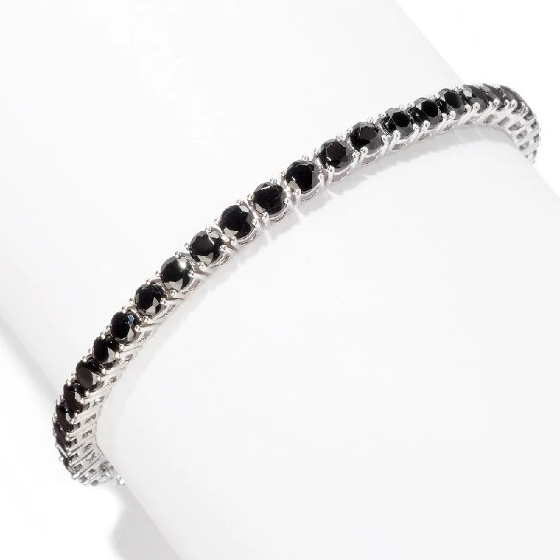 Women gemstone-studded bangles and bracelets -Sterling Silver Spinel Round Tennis Bracelet