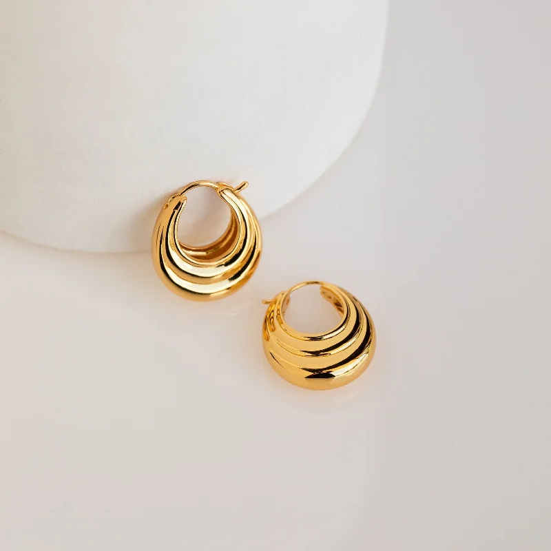 Women ruby earrings -Katrina Ribbed Hoops