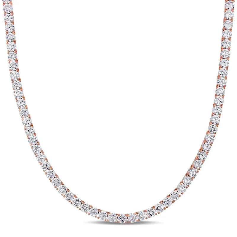 Women bohemian charm necklaces -Miadora Rose Plated Sterling Silver 46 1/3ct TGW Cubic Zirconia Tennis Necklace