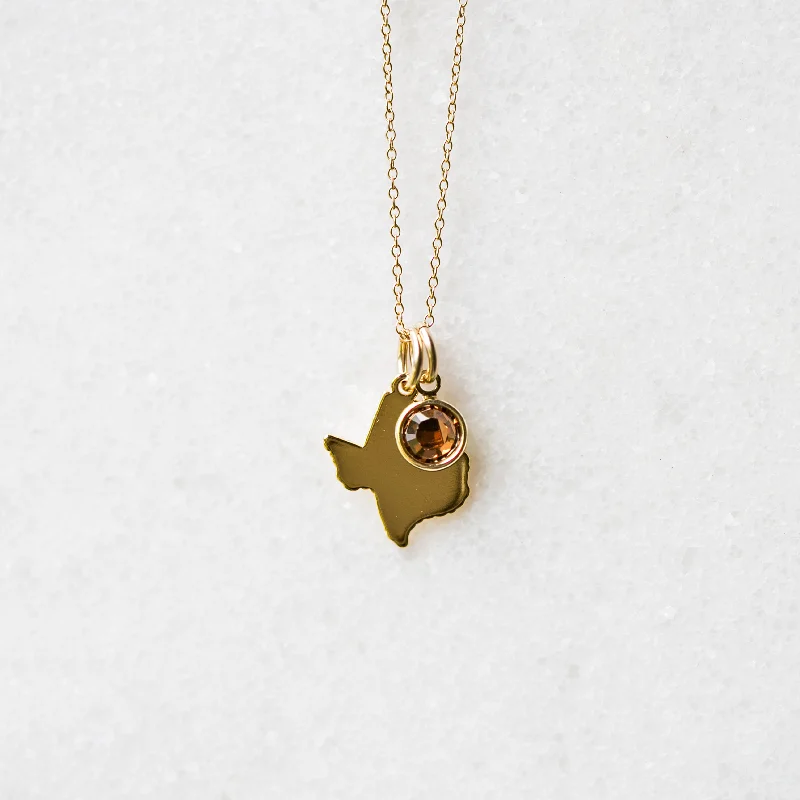 Women gemstone charm necklaces -University of Texas Necklace