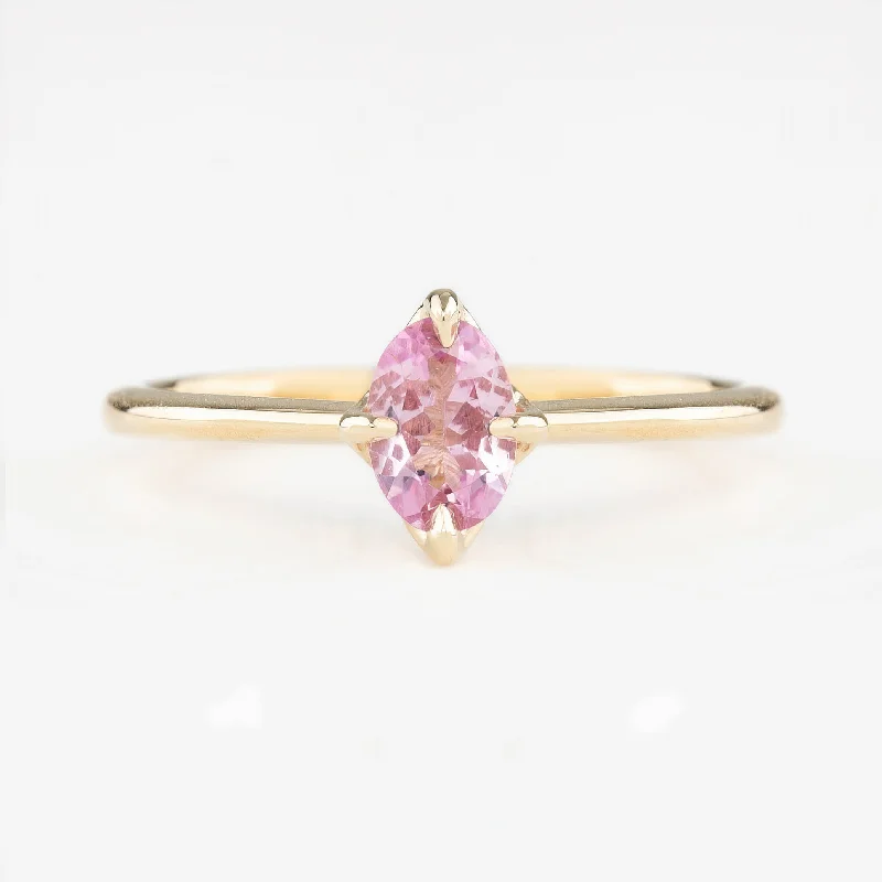 Women leather engagement rings -Alice Ring 6mm 0.60ct Light Pink Madagascar Sapphire 14K Yellow Gold