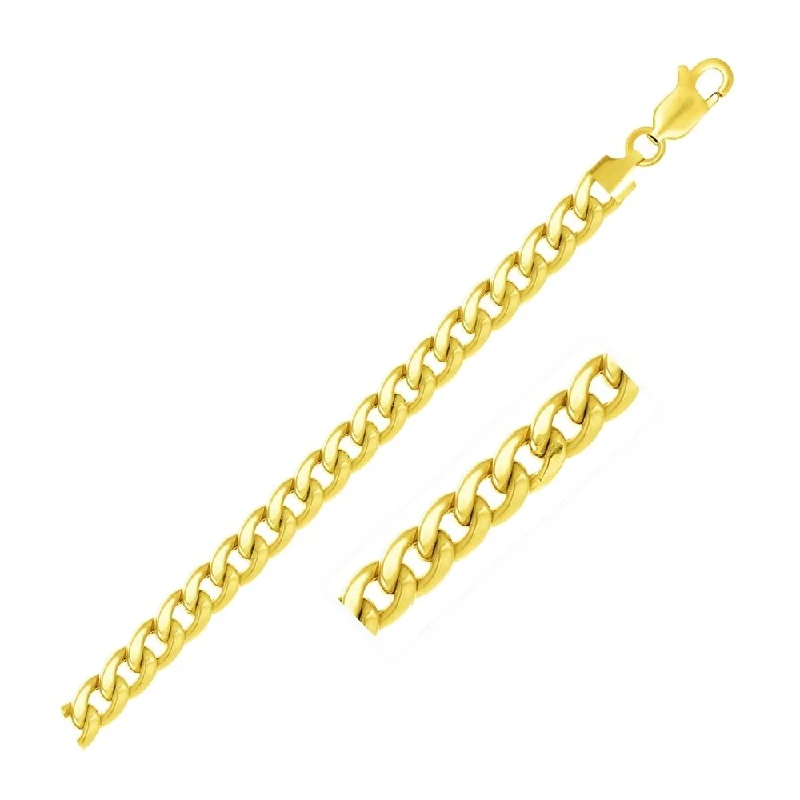 Women braided bangles and bracelets -6.7mm 10k Yellow Gold Light Miami Cuban Bracelet