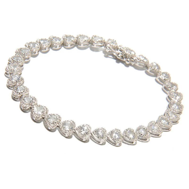 Custom bangles and bracelets for women -Platinum over Sterling Silver White Zircon Tennis Bracelet