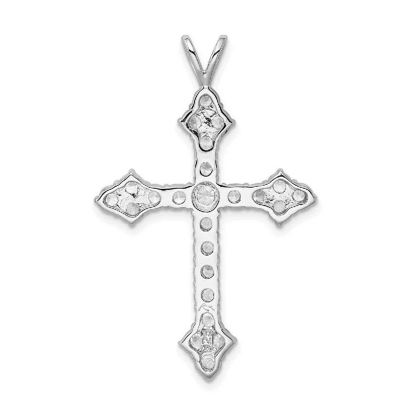 Women luxurious gold necklaces -Curata 925 Sterling Silver 18" Cubic Zirconia Cross Pendant Necklace - 42x27mm