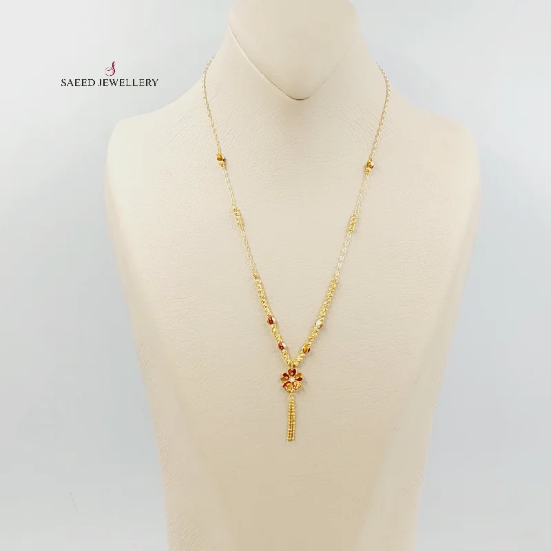 Gold necklaces for women -Enameled Rose Necklace