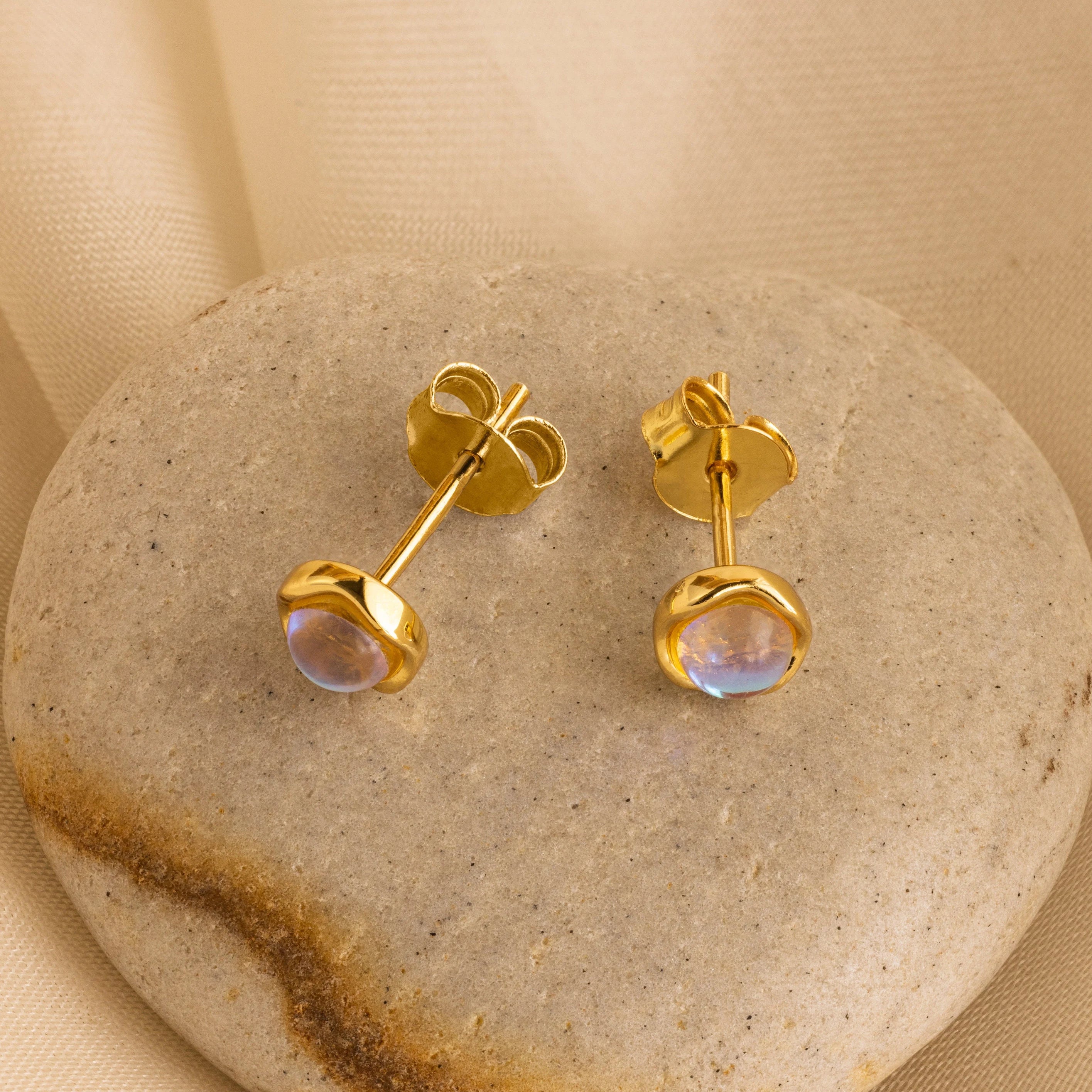 Women long earrings -Moonstone Studs