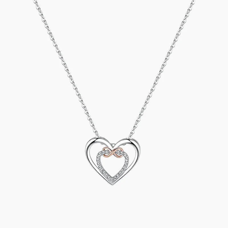 Gold necklaces for women -925 Sterling Silver New Double Heart-Shaped Necklace