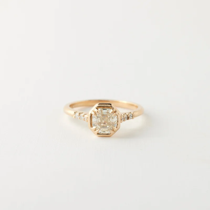 Women gold-plated engagement rings -Carolyn Ring - 1.02 Octogon Step Cut Diamond