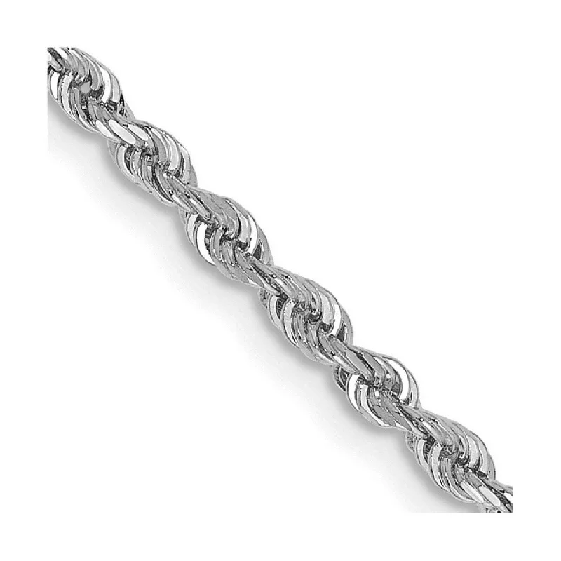 Women silver cuff bangles and bracelets -Curata 14k White Gold 2.25mm Sparkle Cut Quadruple Rope Chain Bracelet