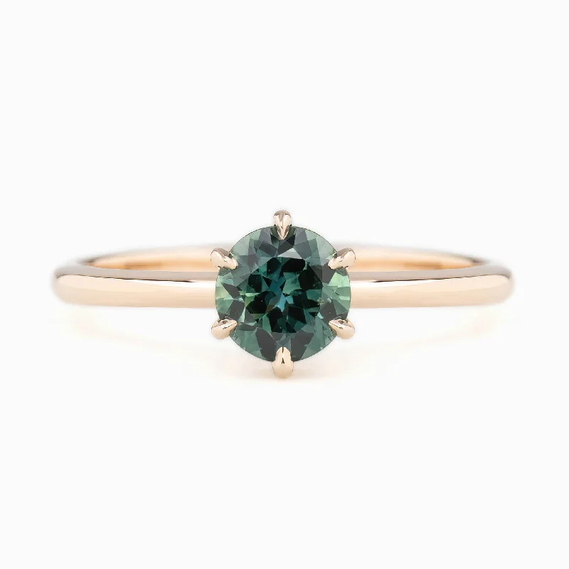 Women art deco engagement rings -Floryn Ring 0.83ct Parti Blue Green Queensland Sapphire, 14K Rose Gold (One of a kind)