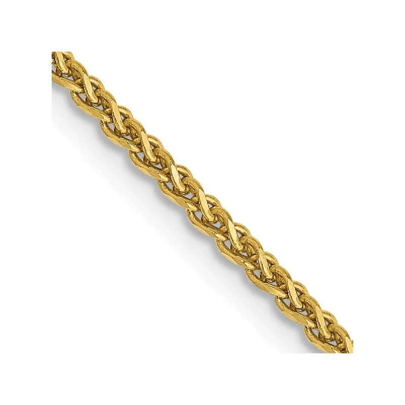 Women twisted bangles and bracelets -Curata 14k Yellow Gold Solid Polished 1.4mm Sparkle Cut Spiga Chain Bracelet Lobster Claw