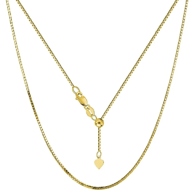 Women boho necklaces -14K Yellow Gold 0.85MM Adjustable Box Chain Necklace, Extends Up to 22" & 30", Bolo Slider Necklace, 100% Real 14K Gold