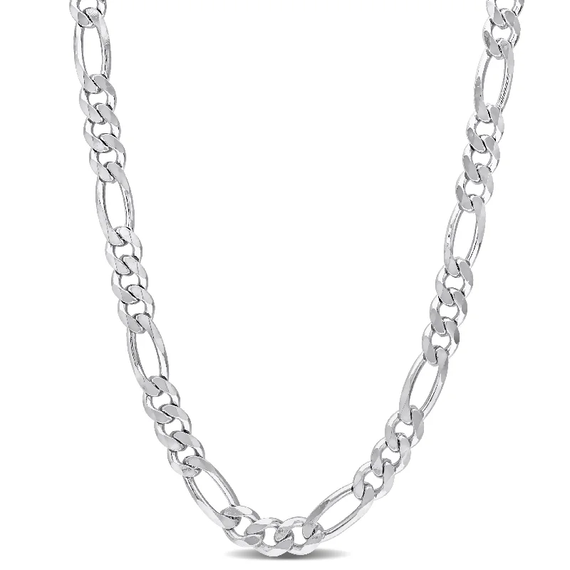 Women trendy crystal necklaces -Miadora Sterling Silver Figaro Necklace