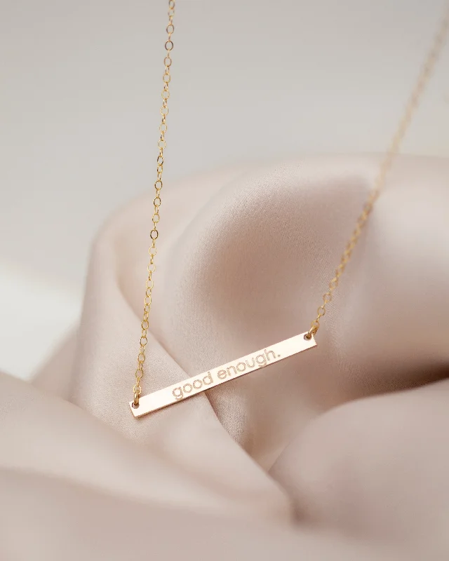 Custom necklaces for women -Skinny Name Bar Plate Necklace