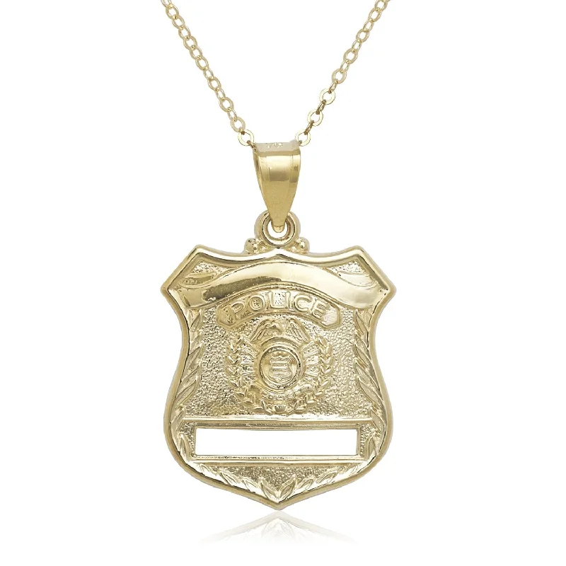 Women luxury necklaces -Curata 14k Yellow Gold 18" Large Police Badge Pendant Necklace Necklace