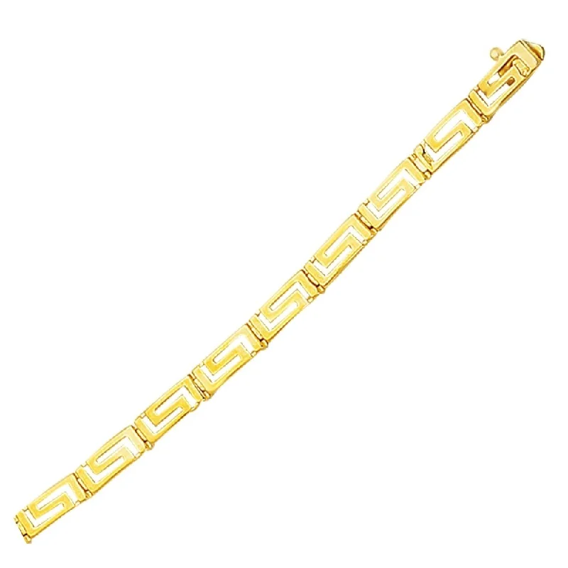 Women gold-plated bangles and bracelets -14k Yellow Gold Greek Fret Design Fancy Bracelet