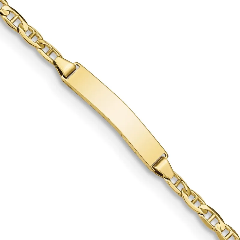 Women geometric bangles and bracelets -10k Yellow Gold Anchor Link ID Bracelet, 7" (W-4.01mm)