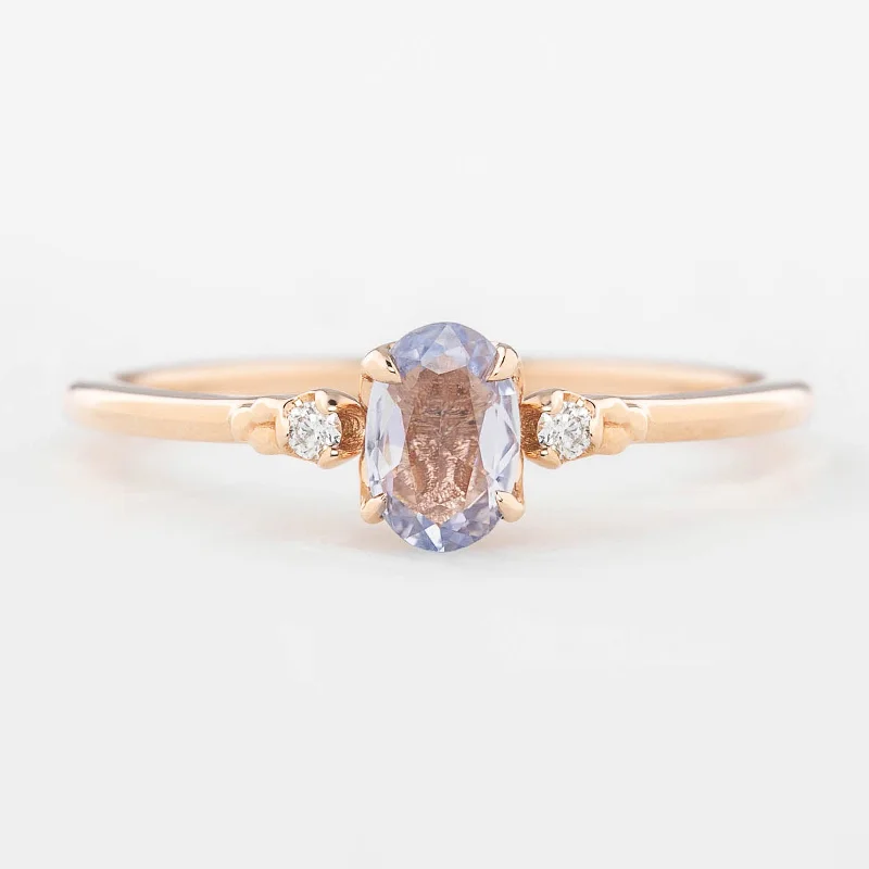 Women infinity engagement rings -Estel Ring - 6x4mm 0.40ct Unheated Blue Sapphire, 14k Rose Gold