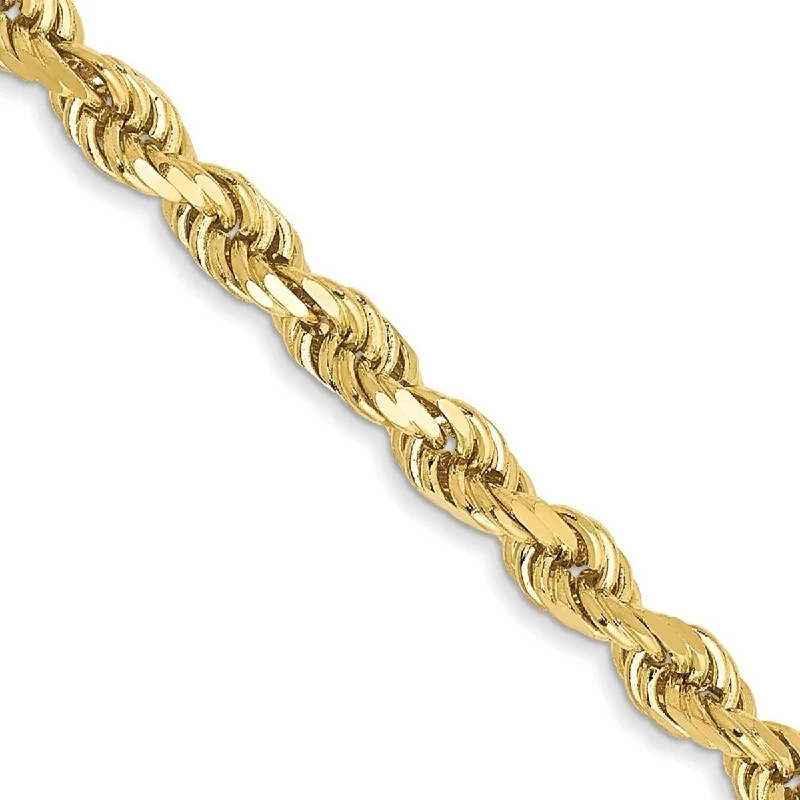 Women stackable silver bangles and bracelets -Curata 10k Yellow Gold Solid 7" or 8" 3mm Sparkle Cut Rope Chain Bracelet