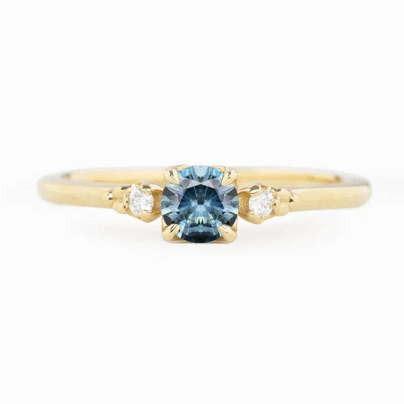 Women elegant engagement rings -Estel Ring 0.45ct Teal Blue Montana Sapphire, 14k Yellow Gold