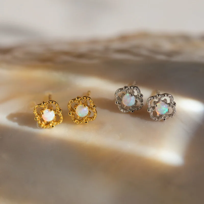 Women sapphire earrings -Alora Opal Studs