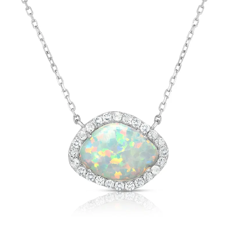 Women white gold necklaces -Gemstone & White Sapphire Necklace