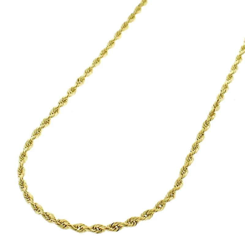 Women double-strand necklaces -14K Yellow Gold 1.5MM Solid Rope Diamond-Cut Braided Twist Link Necklace Chains, Gold Chain for Men & Women, 100% Real 14K Gold