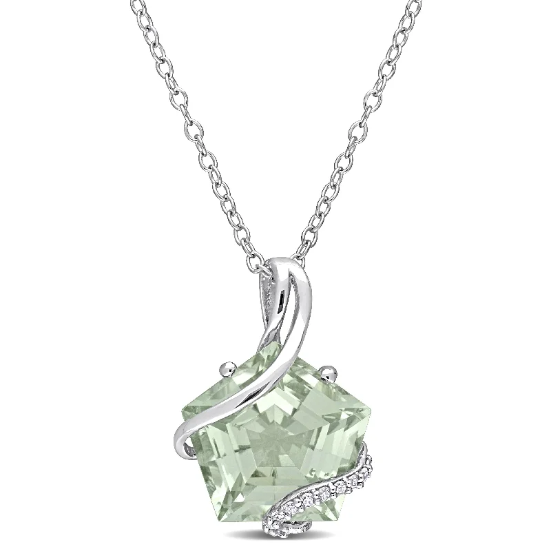 Women luxury necklaces -Miadora Fancy-cut Green Amethyst and Diamond Accent Swirl Necklace in Sterling Silver