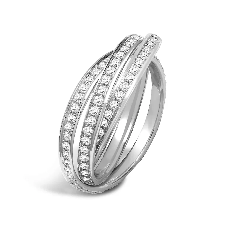 Women stackable silver engagement rings -18ct White 0.82ct 2mm RWR Full Set