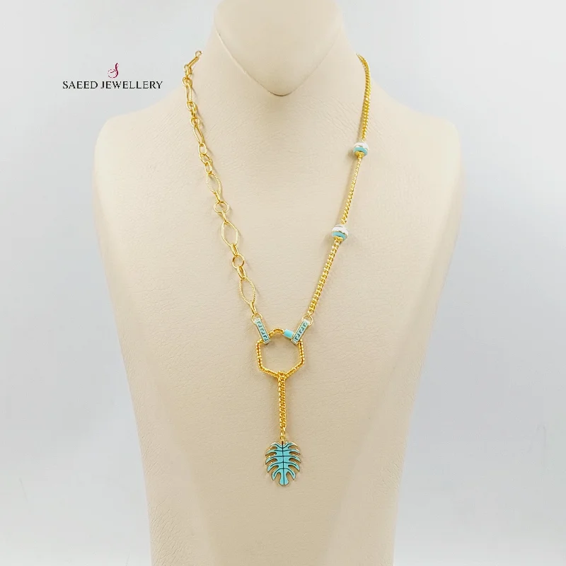 Women white gold necklaces -Enameled Turkish Necklace