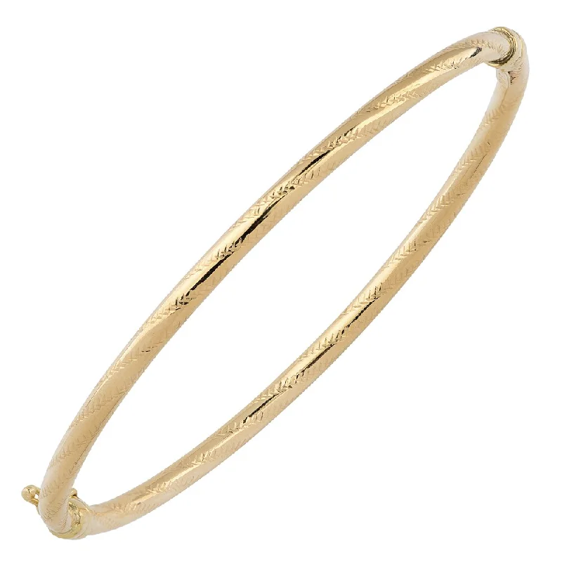 Women boho bangles and bracelets -Fremada Italian 14k Yellow Gold 3-mm High Polish and Diamond-cut Finished Bangle Bracelet