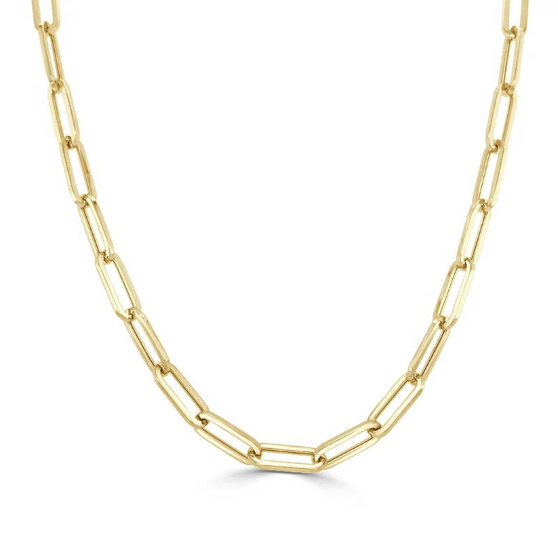 Women chic charm necklaces -Joelle Gold Link Paperclip Chain Necklace for Her 14k Yellow Gold 18" Inches Women's Necklace